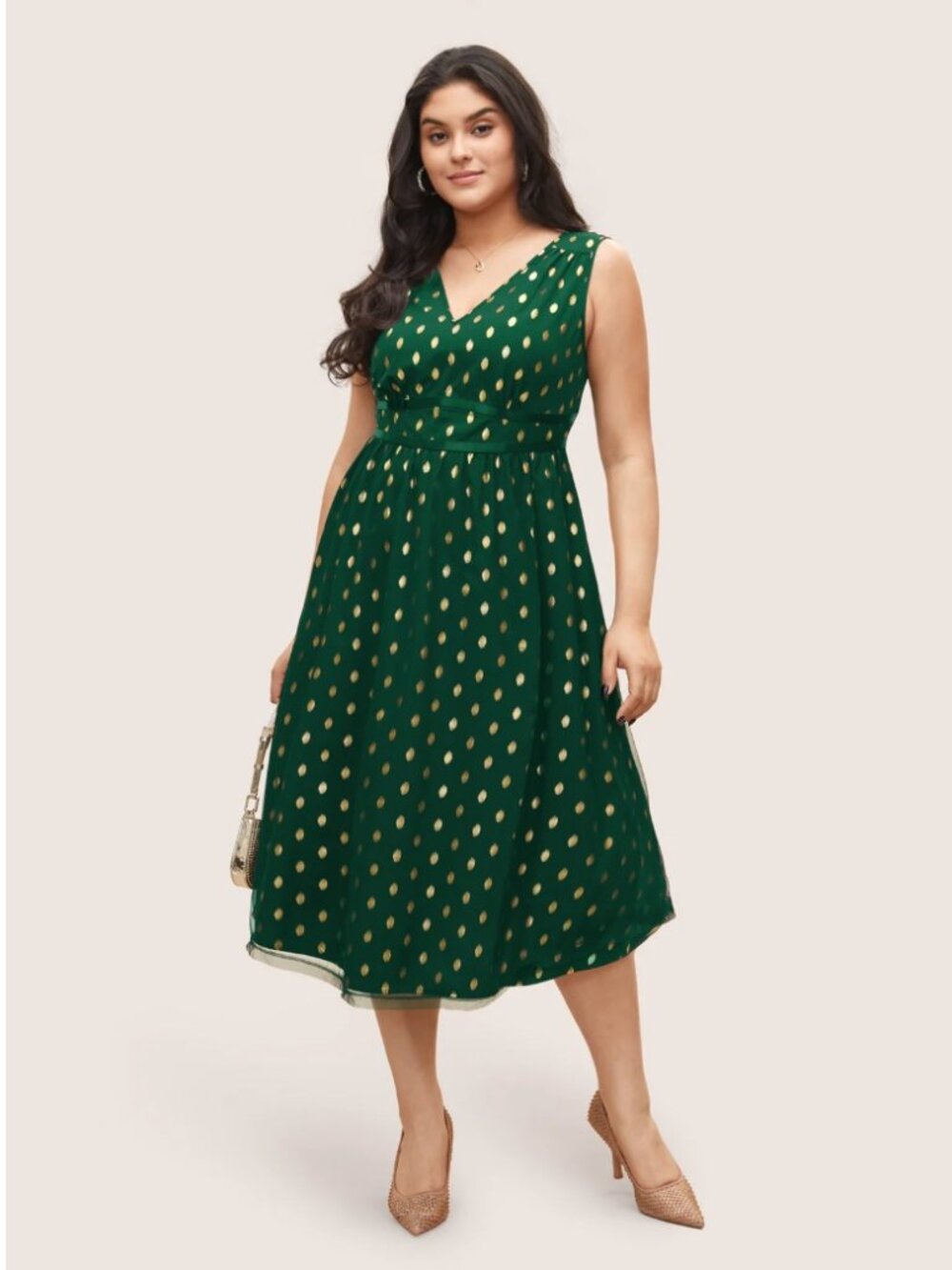 Spring Wedding Emerald Green Glitter Polka Dot Pocket Dress NWT 3X 22-24